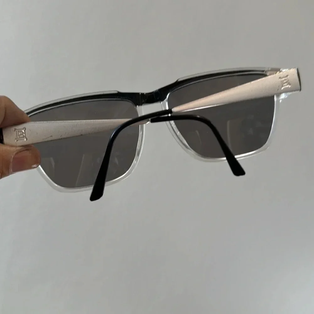 Vintage Laura Biagiotti Italy 80’s Black Silver Sunglasses pristine with case
